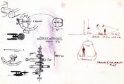 Deep Space Station K-7 preliminary designs by Matt Jefferies