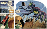A giant ant attacks a shuttle