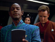 Tuvok reading the traditional salutation