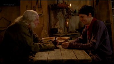 Merlin and gaius laughing
