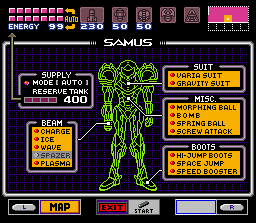 Super Metroid Inventory Screen