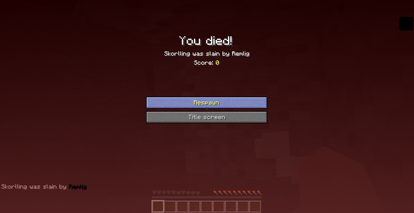 Minecraft you died screen