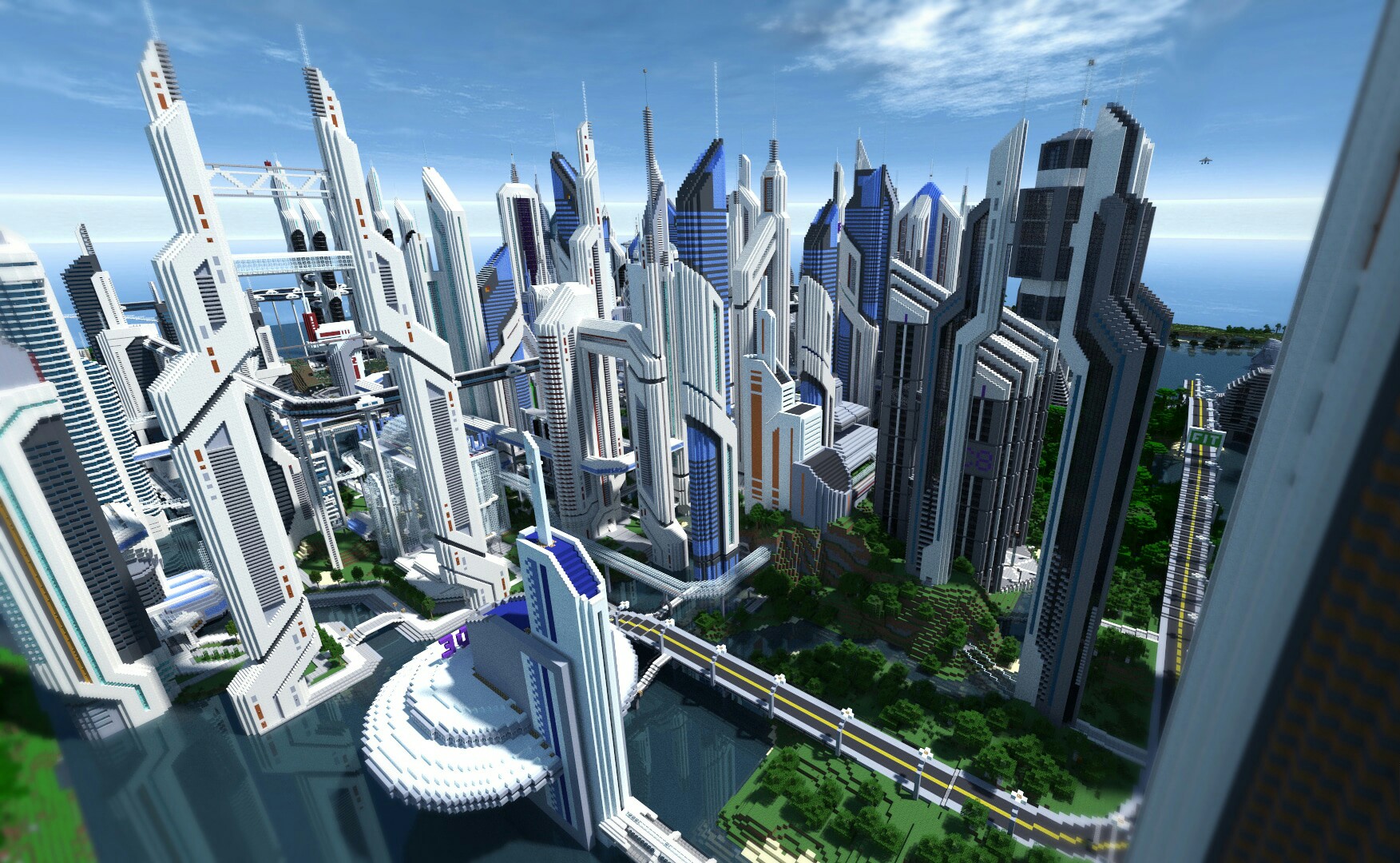 minecraft futuristic city map 1.14