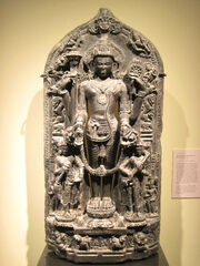 God Vishnu with Lakshmi and Saraswati