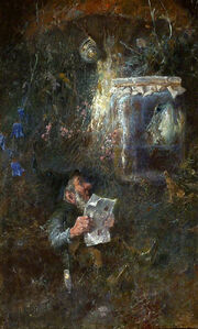 Heinrich Schlitt Gnom mit Zeitung und Tabakspfeife