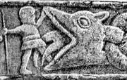 Gosforth Cross Víðarr detail