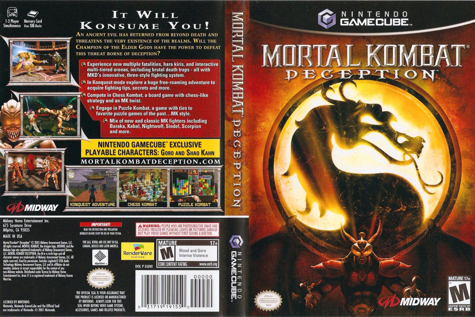 Mortal Kombat Deception Gamecube Cheat Codes