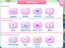 Settings screen