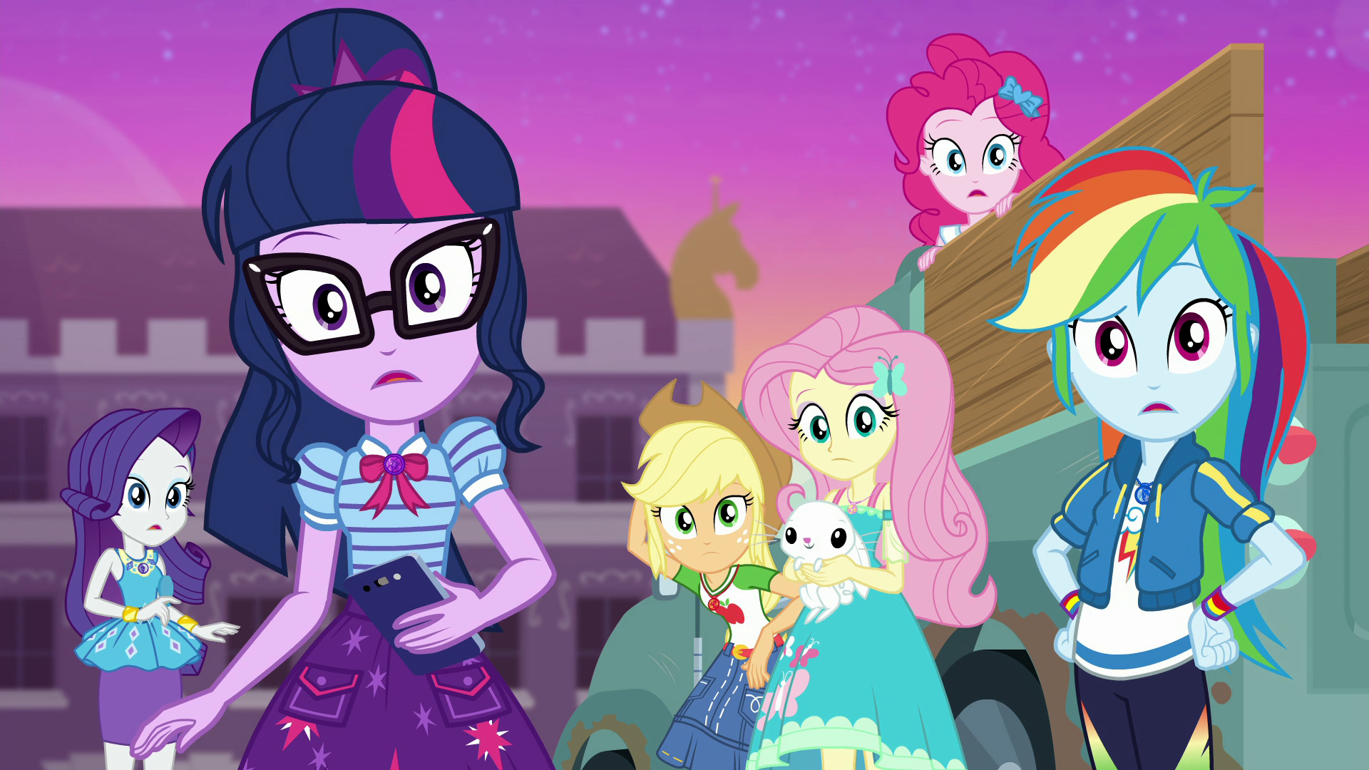 Image Mane Six looking surprised at Wallflower EGFF.png My Little