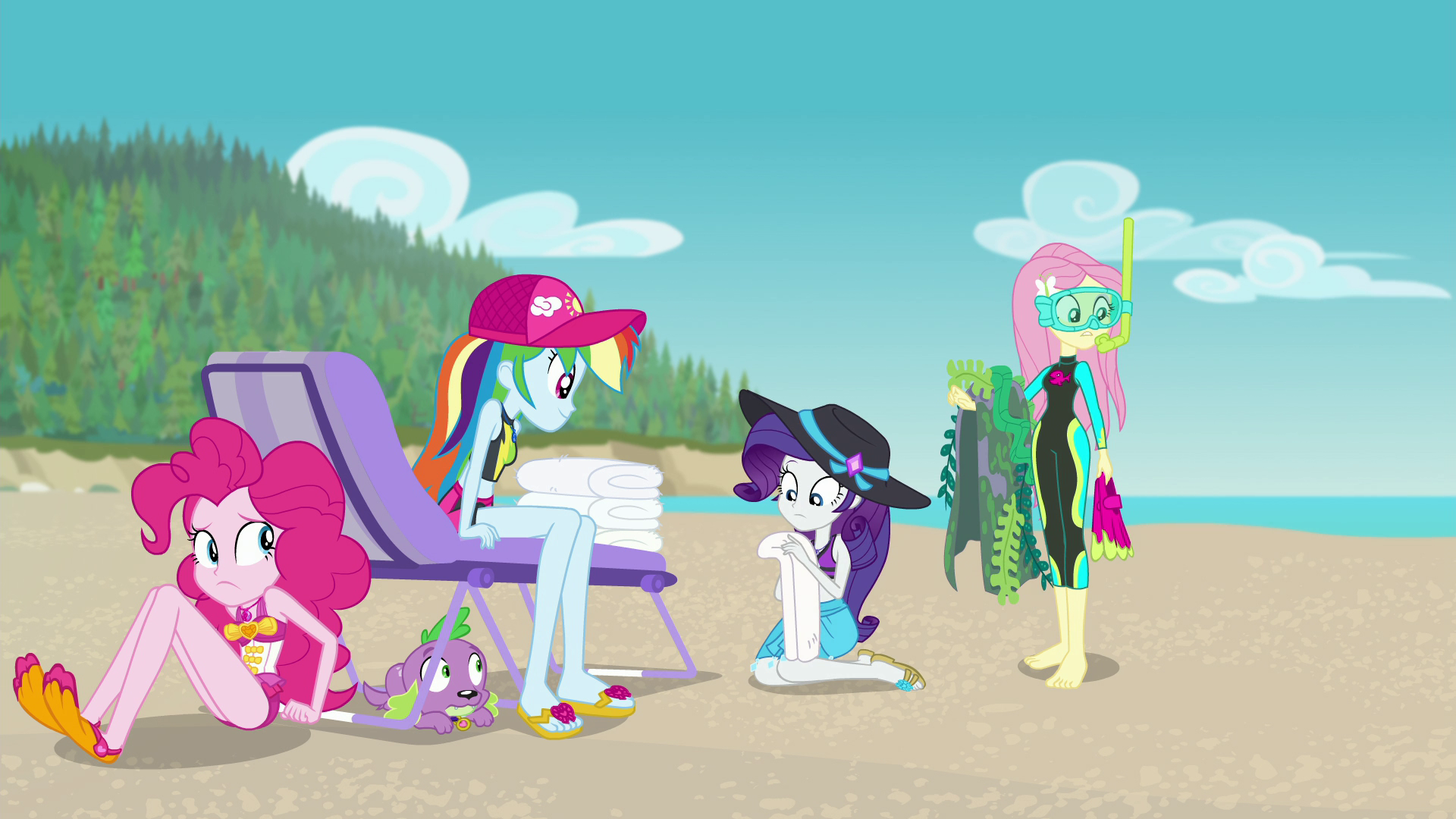 Image - Pinkie, RD, Rarity, and Fluttershy on the beach ...