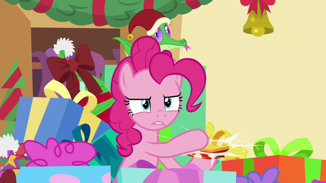 File:Pinkie Pie crushes another gift box MLPBGE.png