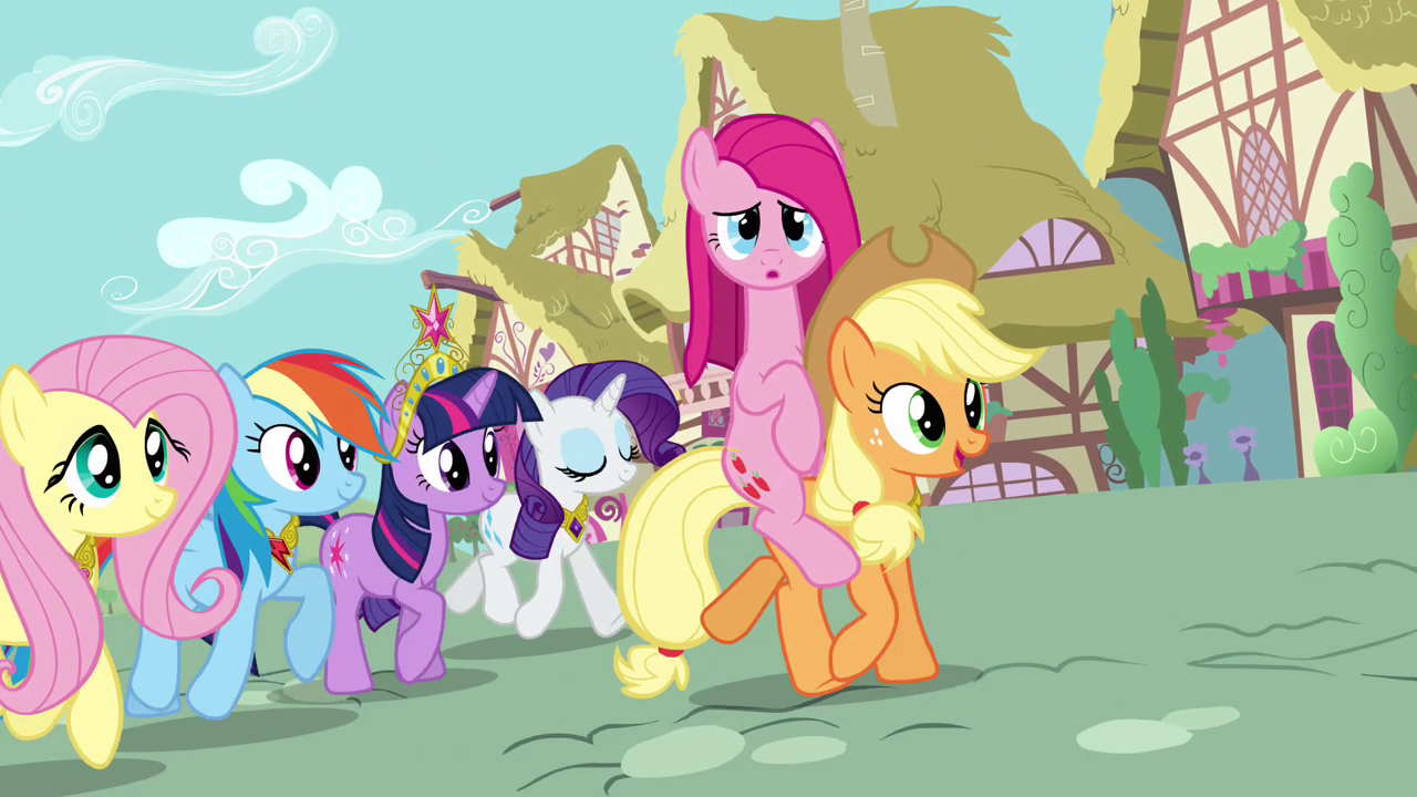 Image - Pinkie Pie riding on Applejack's back S03E13.png | My Little ...