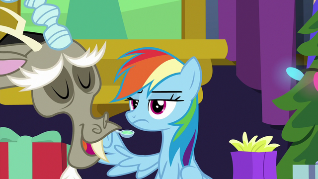 File:Discord bragging to Rainbow Dash MLPBGE.png