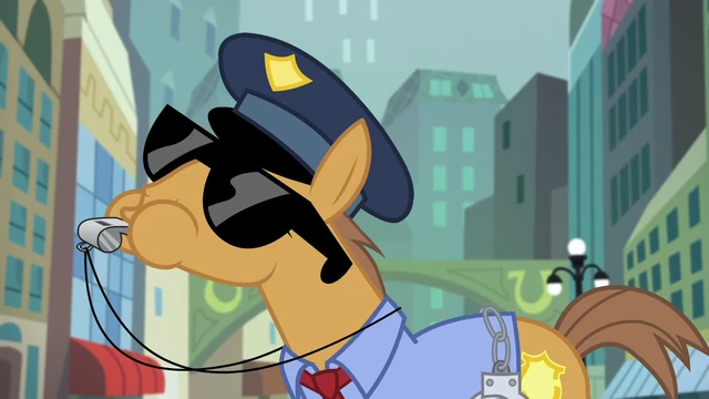 Image - Manehattan crossing guard blowing whistle S5E16.png | My Little