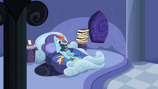 File:Rainbow Dash reading the next book S2E16.png