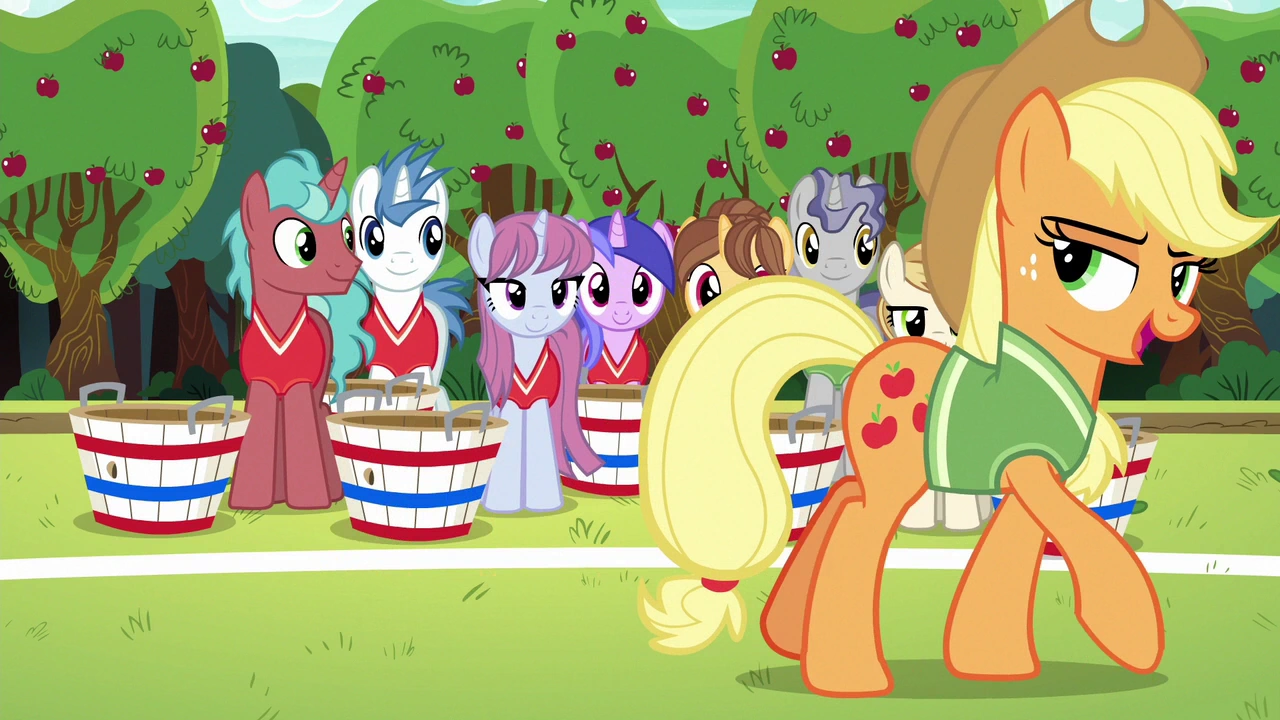 Image Applejack addressing the unicorns S6E18.png My Little Pony