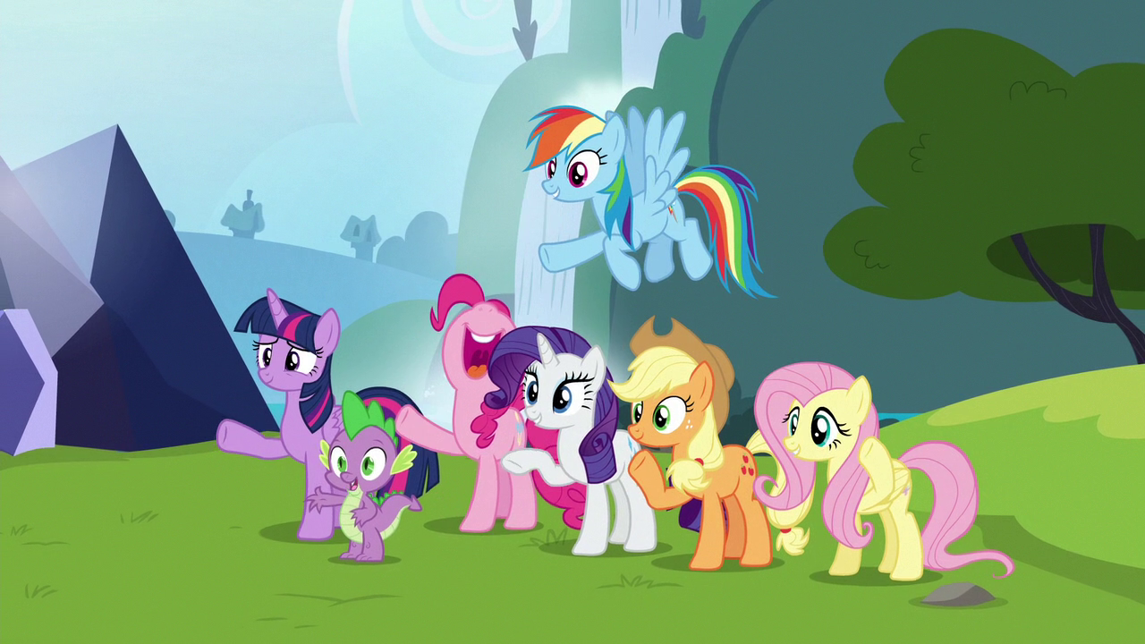 Image - Mane Six and Spike wave goodbye to Starlight Glimmer S6E25.png ...