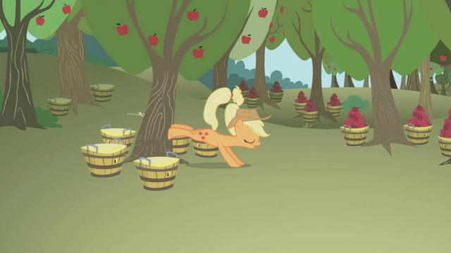 File:Applejack bucking a tree S1E04.png