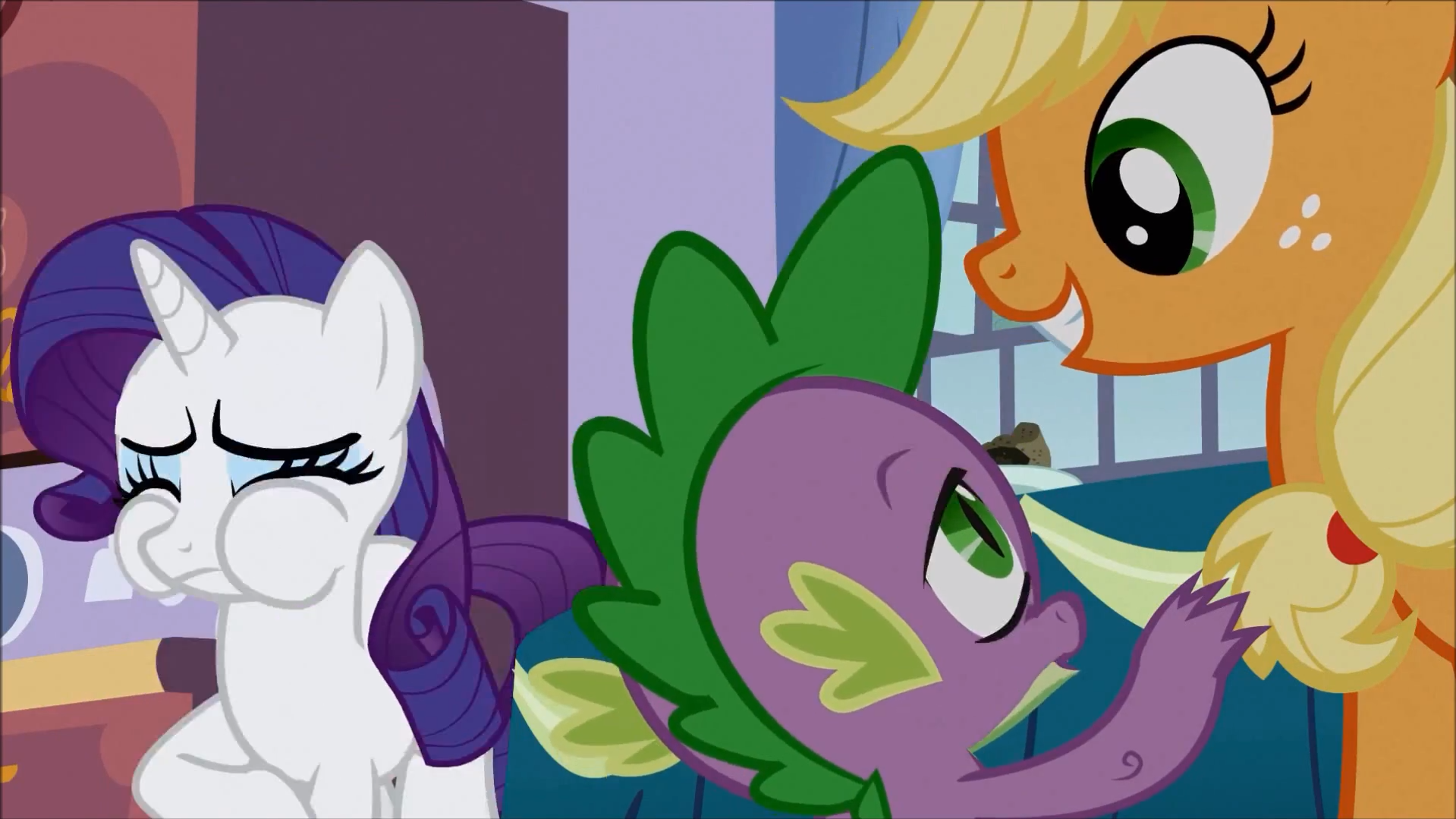 Image - Rarity about to puke while Spike talks to ...