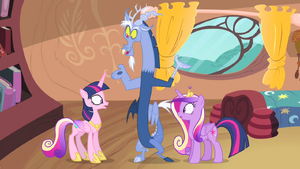 Twilight with Cadance's mane and Cadance with Twilight's mane S4E11