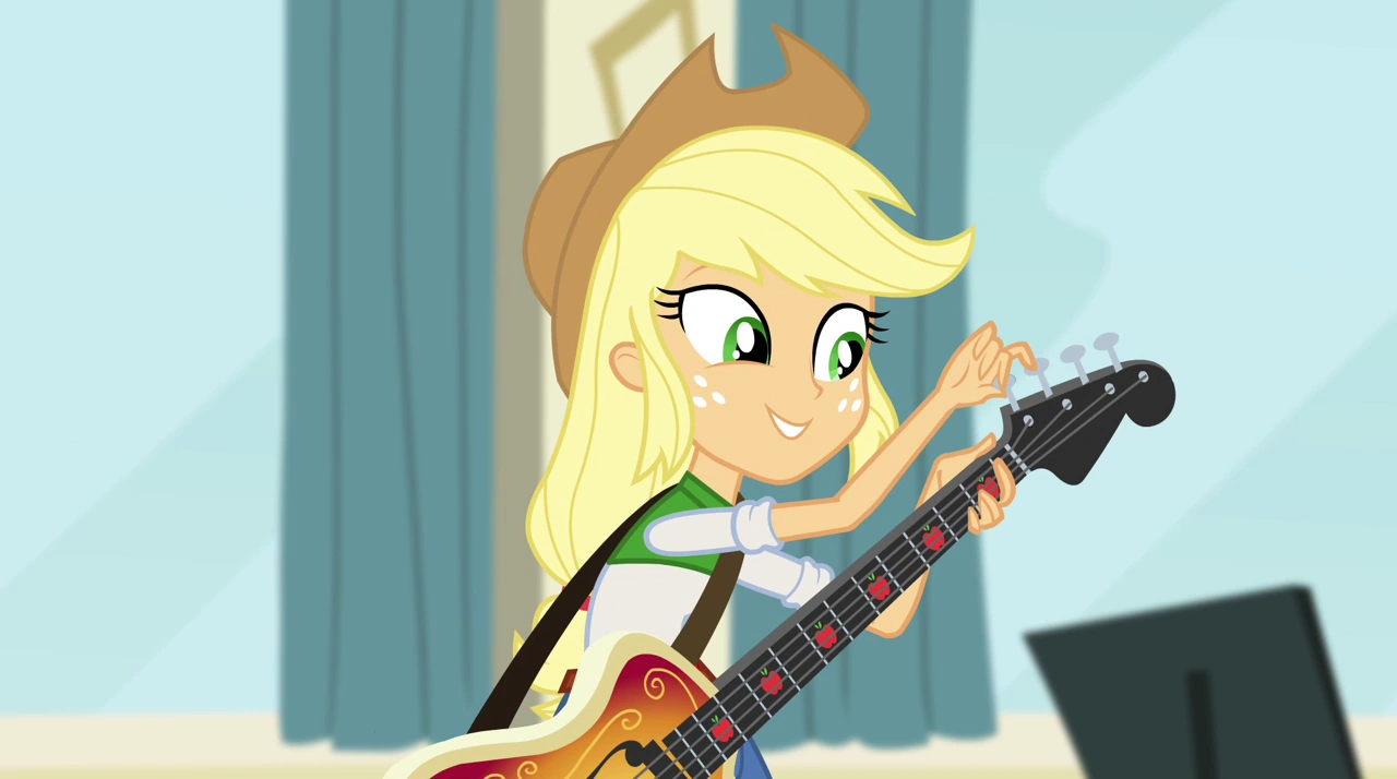 Image Applejack tuning her bass guitar EG2.png My Little Pony