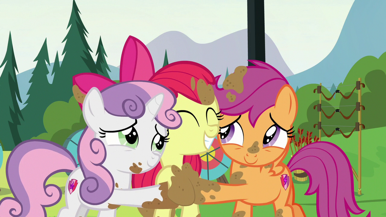 Image - Cutie Mark Crusaders have a muddy group hug S7E21.png | My