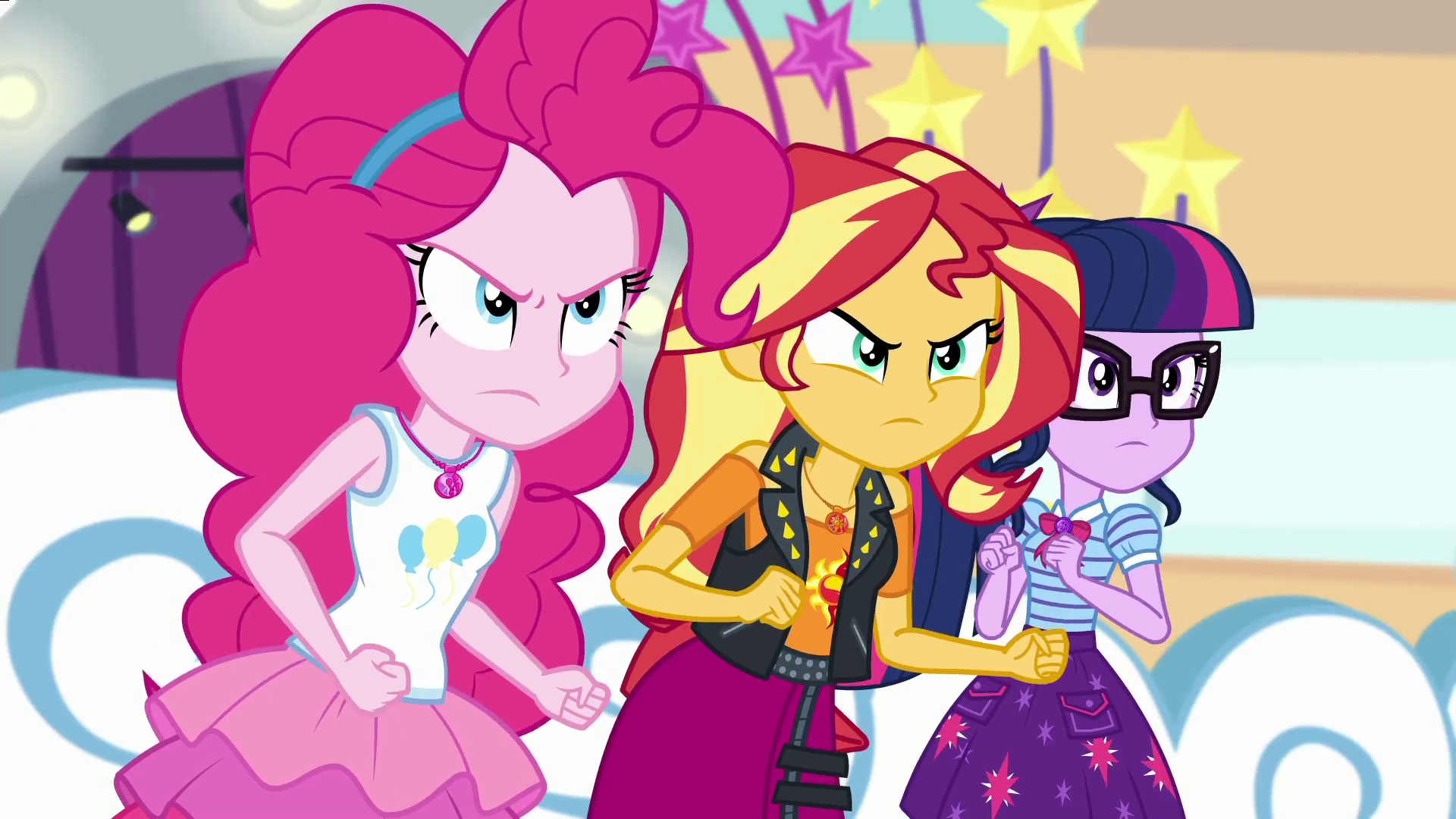 Image Pinkie, Sunset, and Twilight angry at EGROF.png My