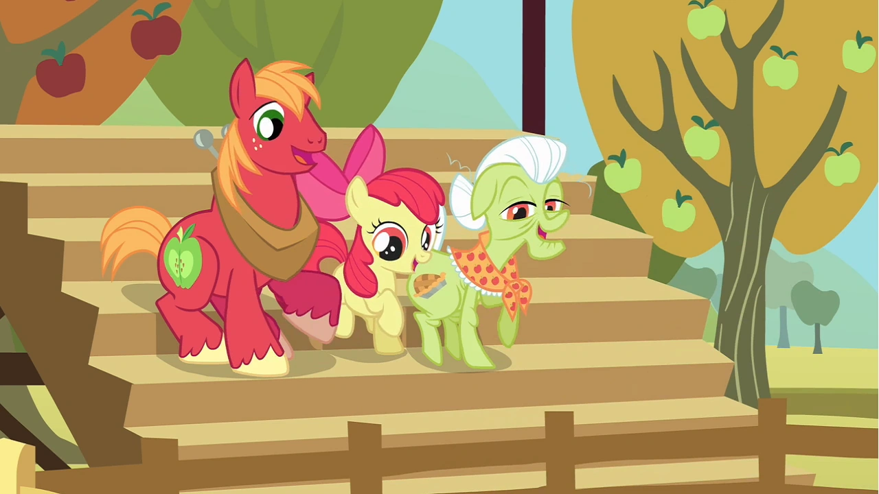 Image Big McIntosh, Apple Bloom, Granny Smith cheering S1E13.png My