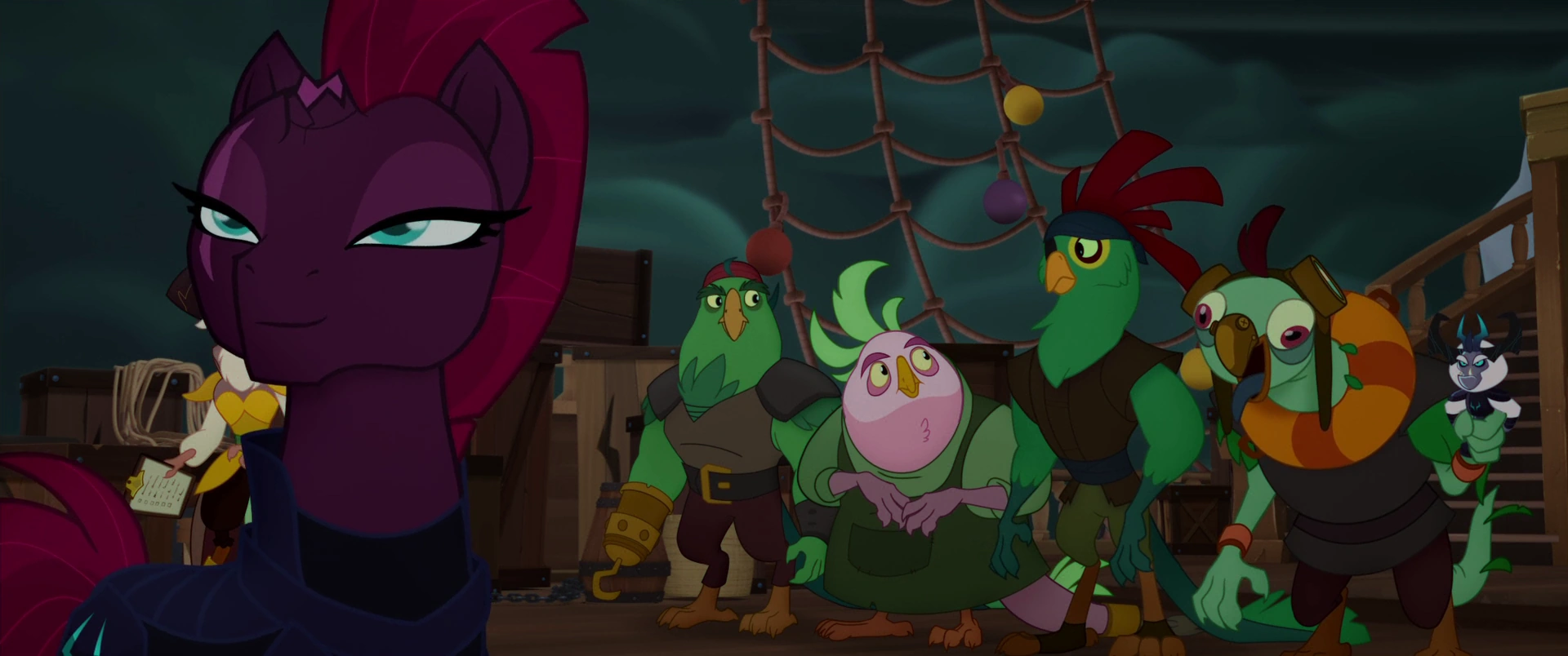 Image - Tempest smirks confidently; pirates look worried 