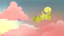 Twilight and Cadance pulling chariot S4E11
