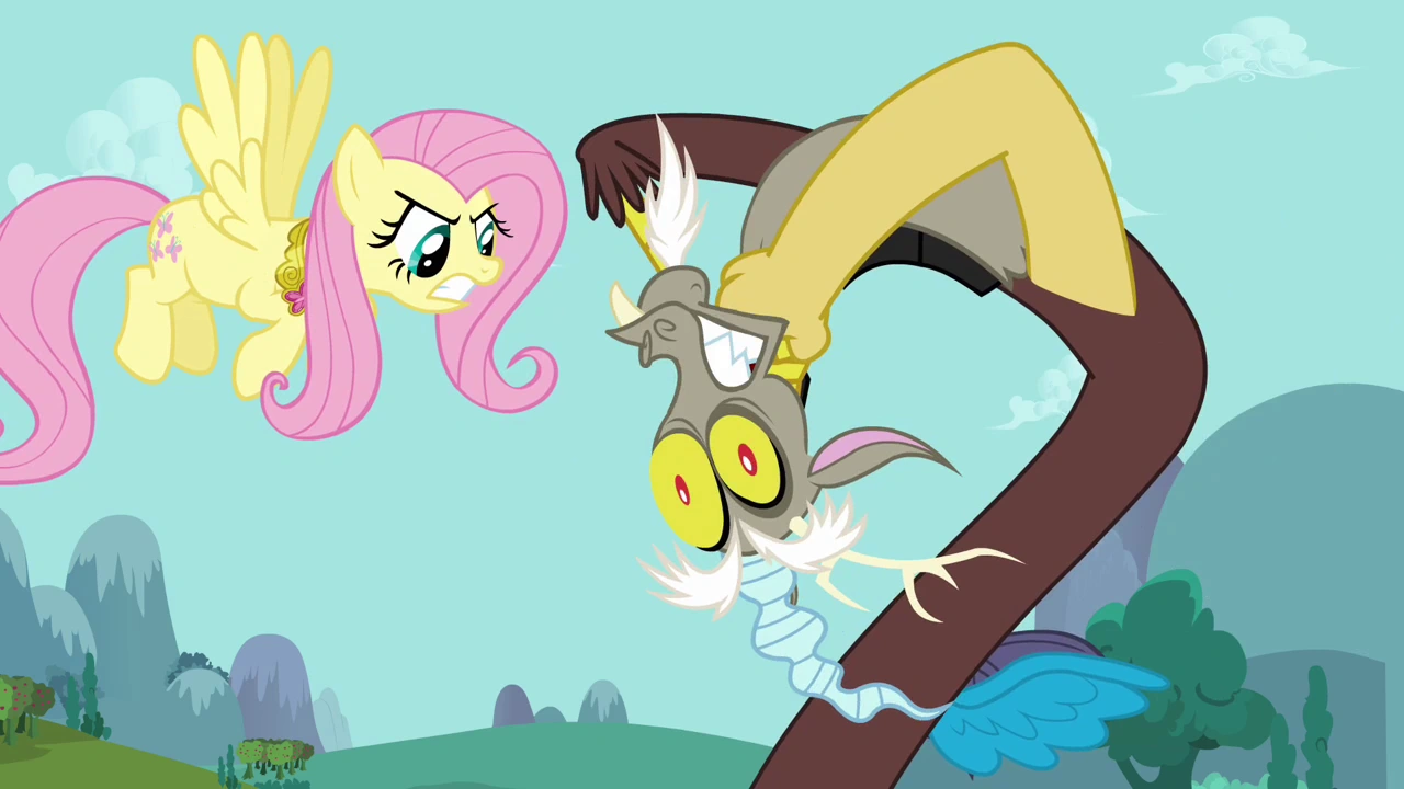 Imagen Fluttershy and Discord force choke S03E10.png My Little Pony