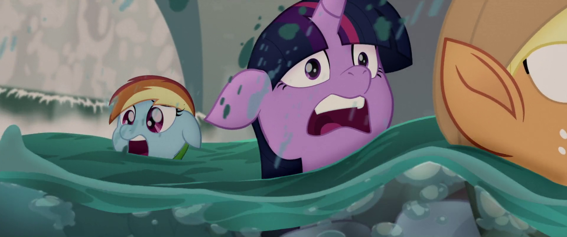 Image - Twilight, AJ, and Rainbow in the rapids MLPTM.png 
