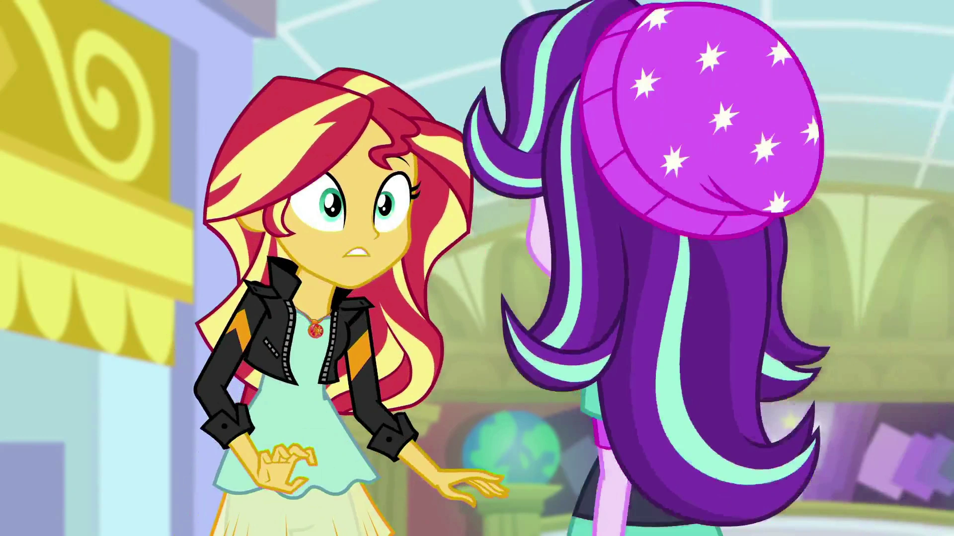 Image Starlight Glimmer walks up to Sunset Shimmer EGS3.png My