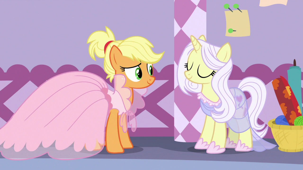 Image Applejack and Lily Lace smiling together S7E9.png My Little