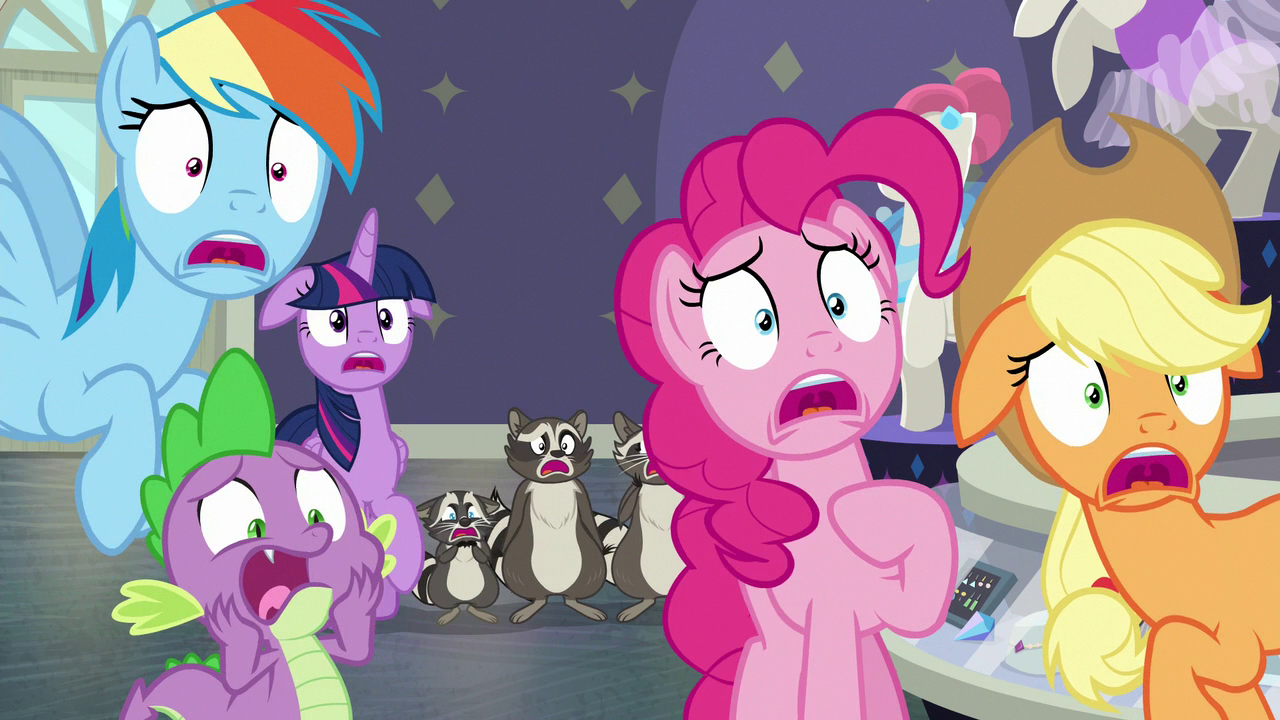 Image Main four and Spike gasping in shock S8E4.png My Little Pony