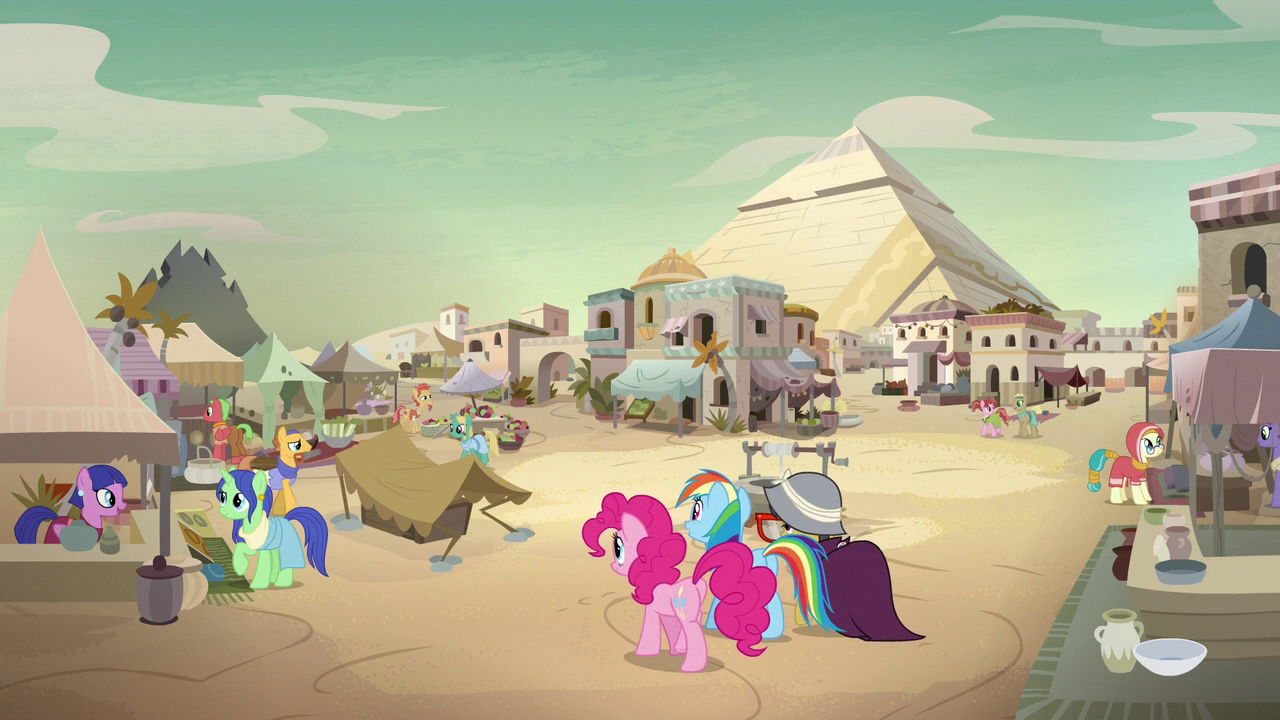 Image - Pinkie, Rainbow, and A.K. enter Somnambula Village 