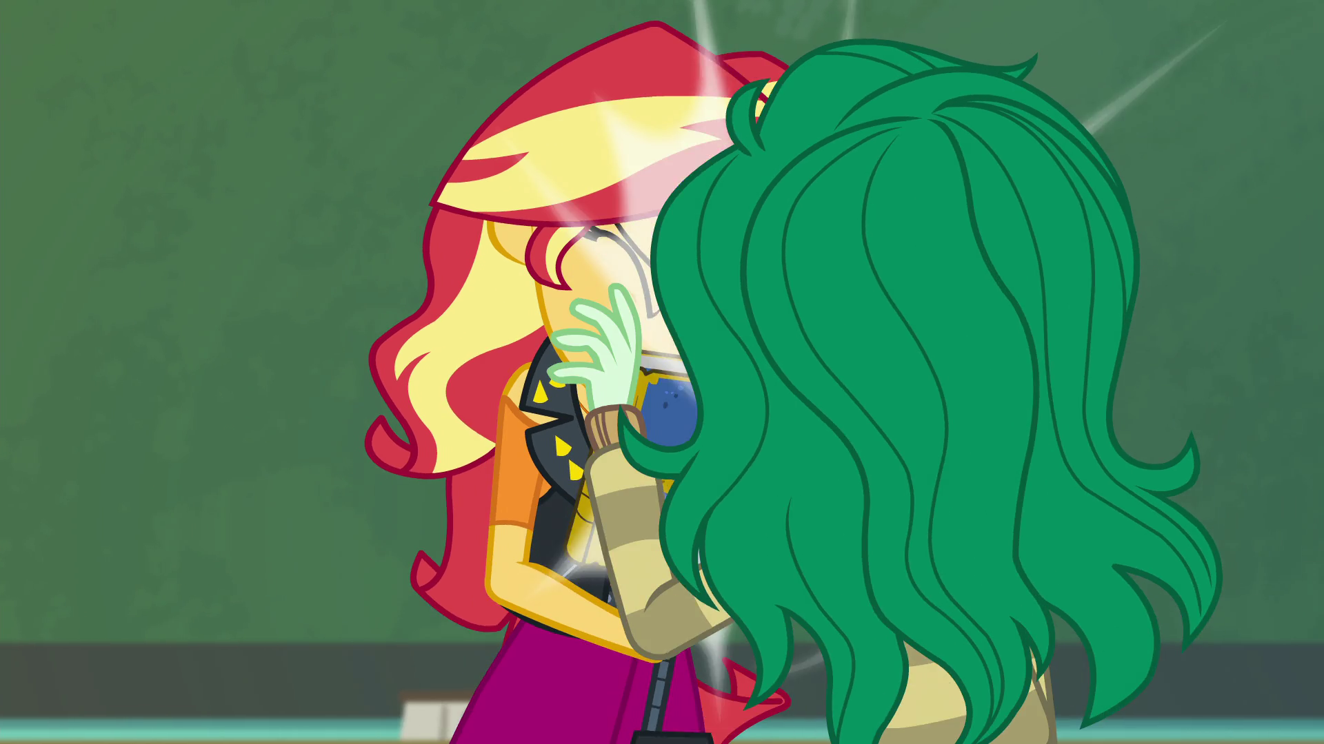 Image Sunset Shimmer bumps into Wallflower Blush EGFF Image Sunset Shimmer bumps into Wallflower Blush EGFF