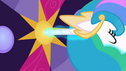 Princesa Celestia usando seu chifre como chave T2E01
