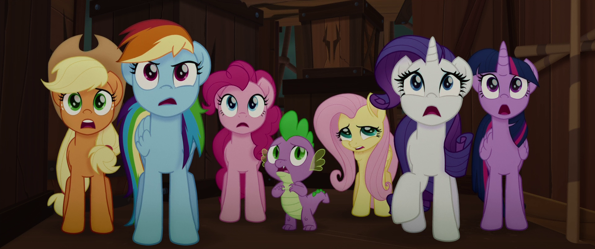 Image Mane Six gasping in shock at the parrots MLPTM.png My Little