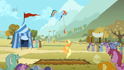 Rainbow Dash using her wings to win at Tug of War S01E13