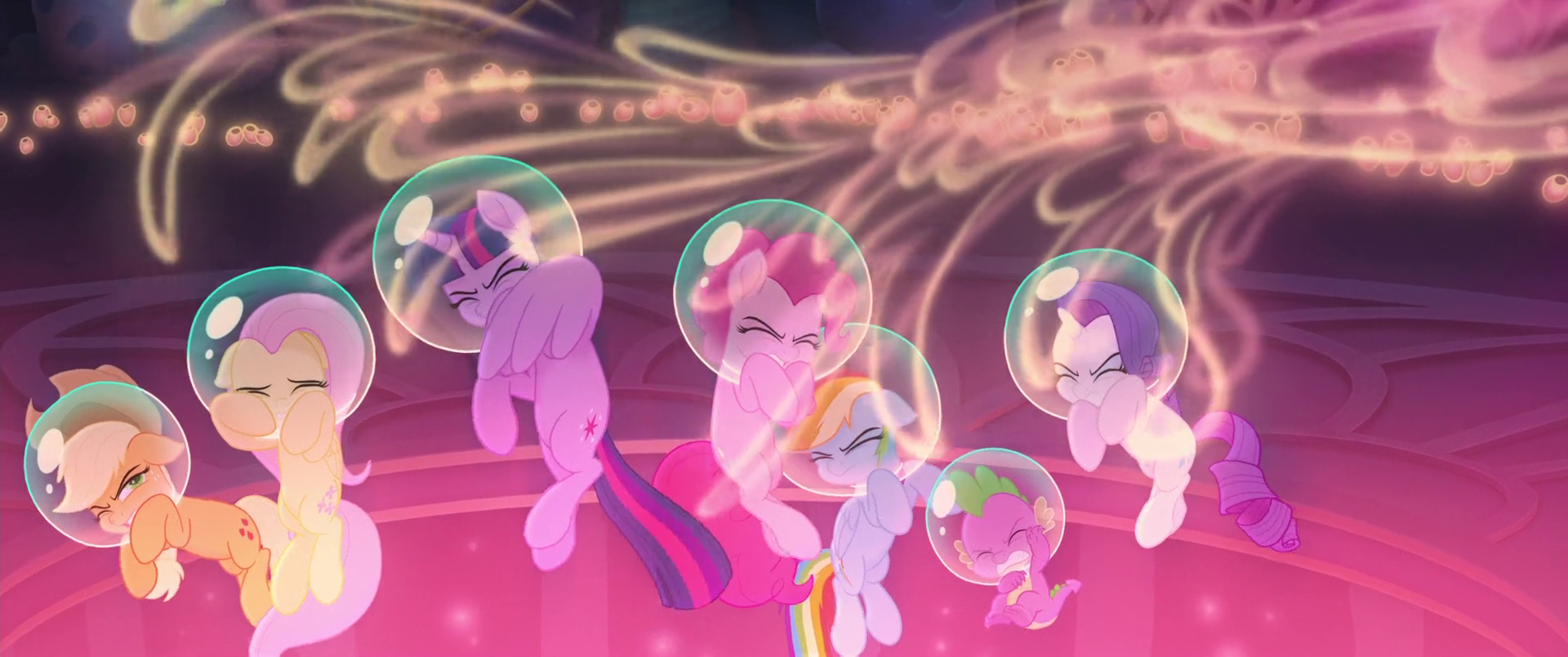 Изображение mane six and spike showered in seapony magic mlptm png