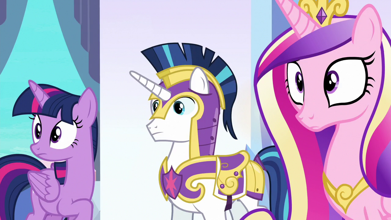 Image - Twilight, Shining Armor, and Cadance hear Spike 