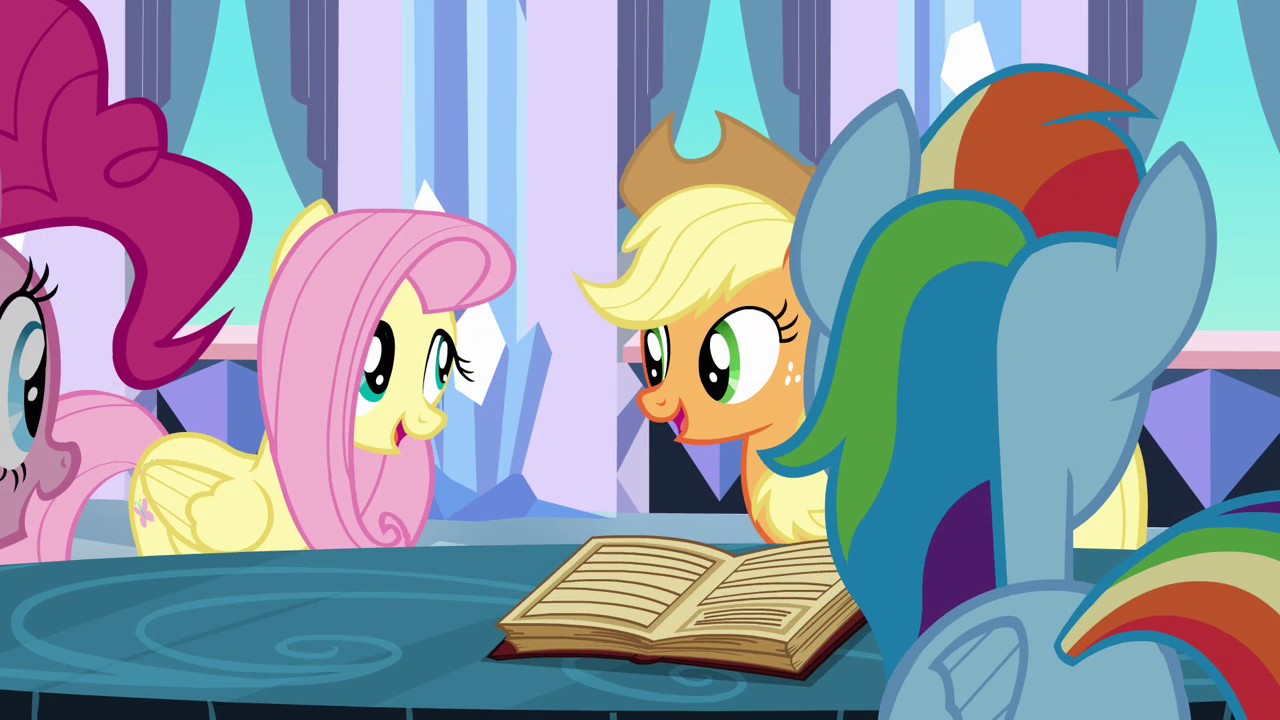 Image Applejack and Fluttershy singing S3E1.png My