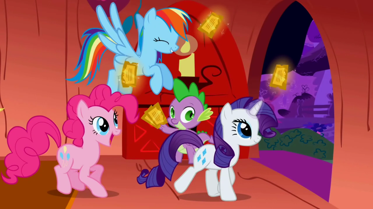 Image - Rainbow Dash, Rarity and Pinkie Pie taking their tickets S01E03