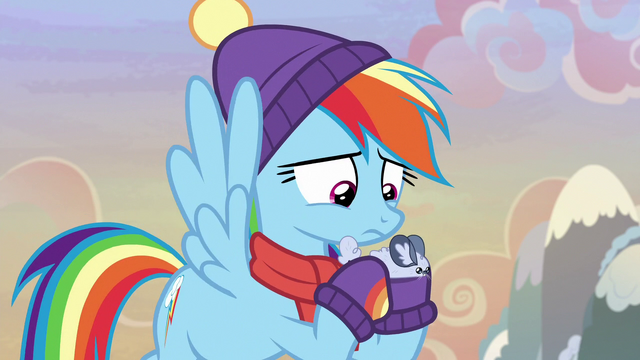 File:Rainbow Dash looking at winterchilla MLPBGE.png