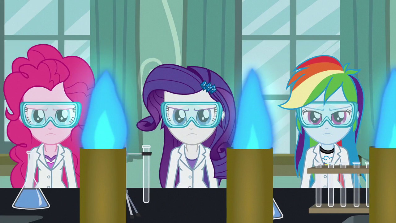 Image - Pinkie, Rarity, and RD in goggles and lab coats 