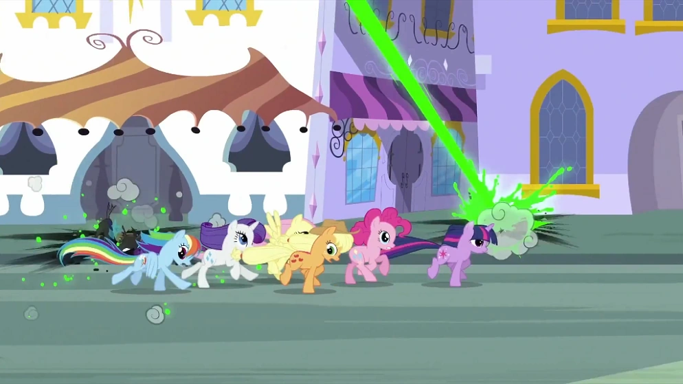 Image Changelings trying to attack main 6 S2E26.png My Little Pony