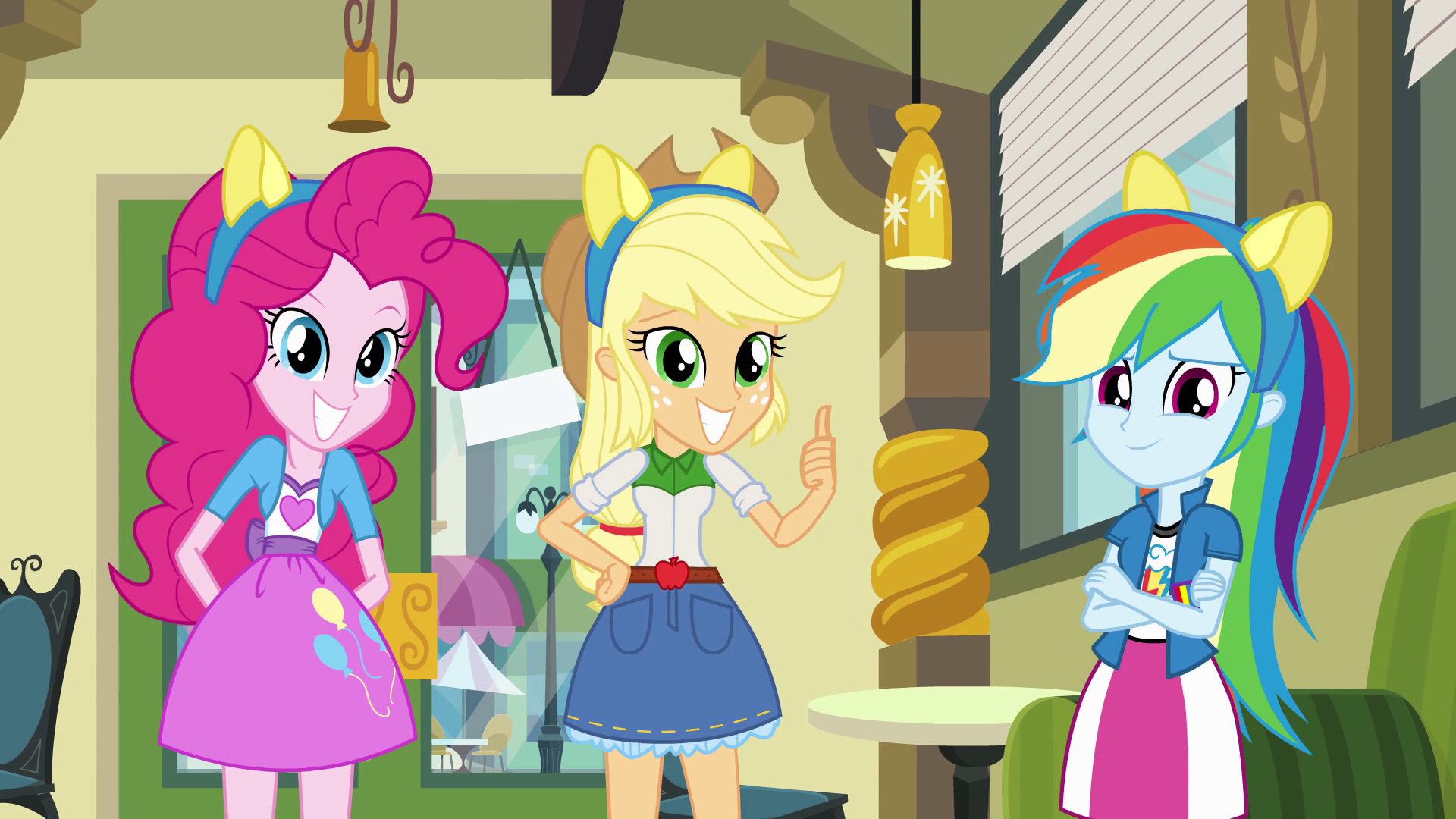 Image - Pinkie Pie, Applejack, and Dash with pony ears EG ...