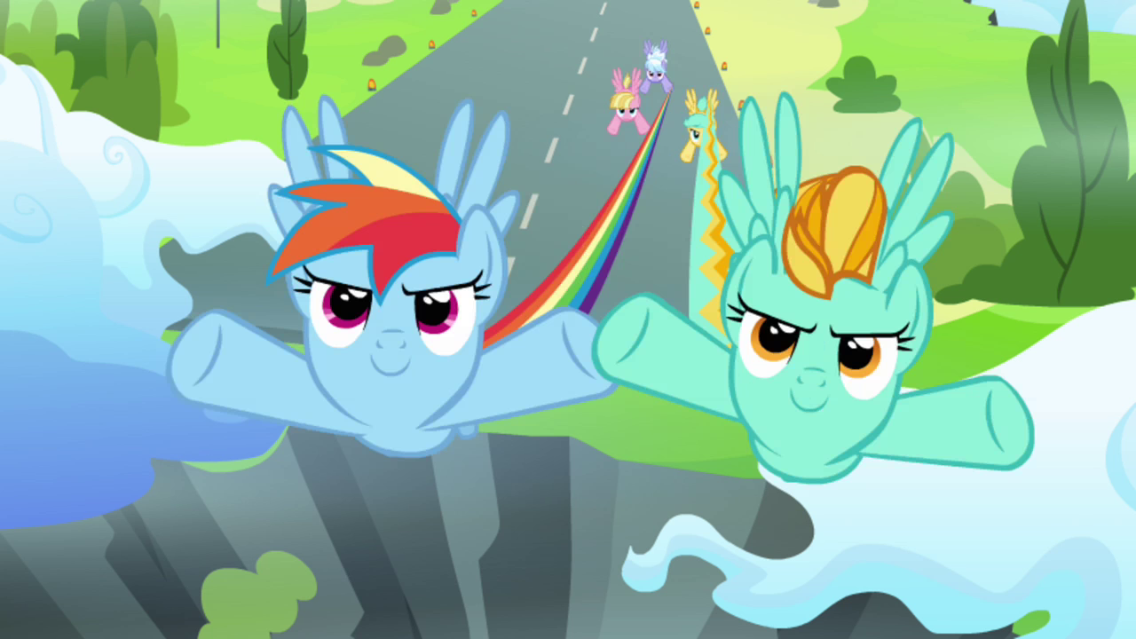 Image - Rainbow Dash and Lightning Dust flying S3E07.png 