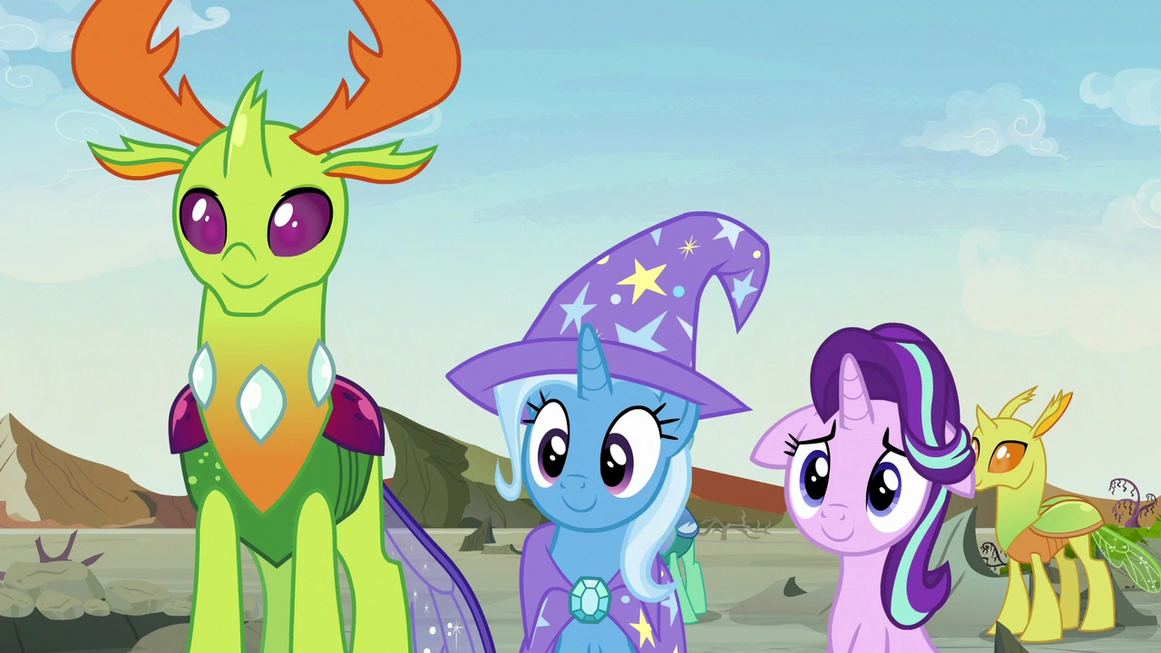 Image - Starlight, Trixie, and Thorax happy for Pharynx 